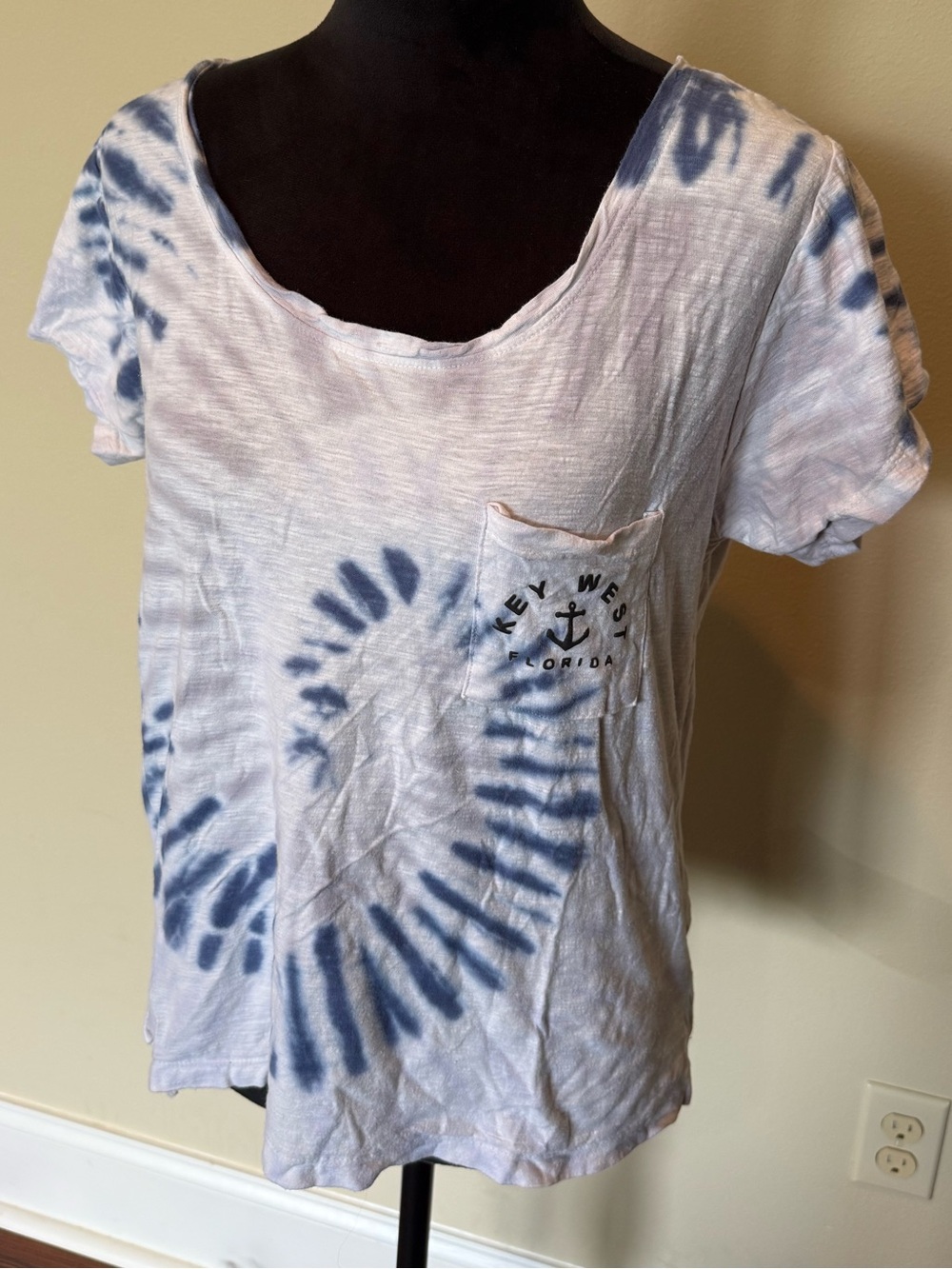 Key West Anchor Pocket Tie-Dye Short Sleeve Tee - Blue/White